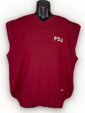 Florida State Seminoles V-Neck Nike Sweater Vest Vtg 2000 FSU Garnet Men’s Sz M